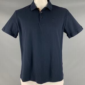 BURBERRY Size XXL Navy Cotton Monogram Half Placket Polo